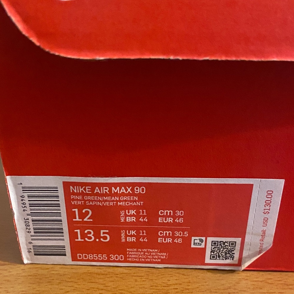 Men’s Size 12 Nike Air Max 90 Pine Green - Picture 9 of 10
